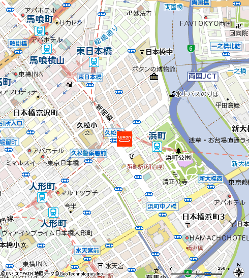 まいばすけっと日本橋浜町2丁目店付近の地図